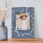 Winter Bouquet | Hanukkah Photo Card<br><div class="desc">Elegant Hanukkah photo card features a favourite vertical or portrait orientated photo surrounded by a border of delicate blue botanical foliage and tiny watercolor flower blossoms on a slate blue background. Your custom holiday greeting and family name or names appear beneath your photo in chic white lettering. Personalise the back...</div>