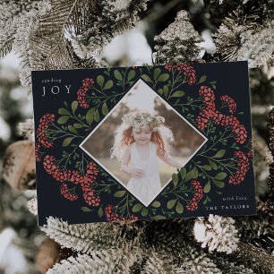 Winter Bouquet Watercolor Botanical Photo Holiday Card