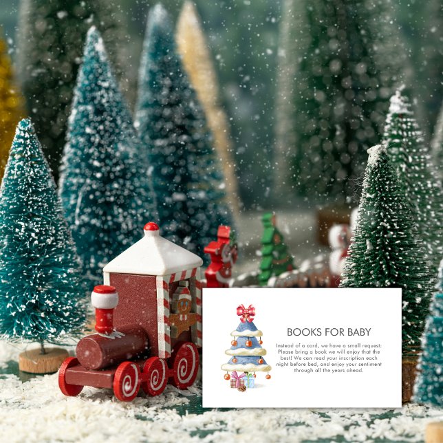 Winter Bow Christmas Tree Books For Baby Shower  Enclosure Card (Winter Bow Christmas Tree Books For Baby Shower Enclosure Card)