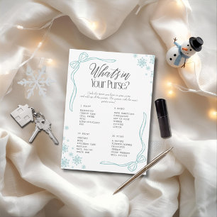 Winter Bow green What's In your Purse? Game Invitation
