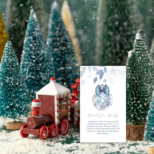 Winter Bow Snowflake Ornament Books Baby Shower Enclosure Card (Winter Bow Snowflake Ornament Books Baby Shower Enclosure Card)