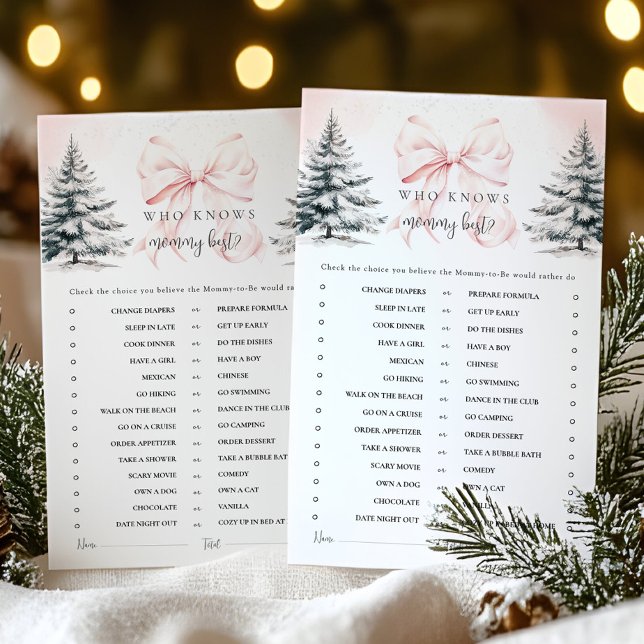 Winter Bow Who Knows Mummy Best Baby Shower Game (Creator Uploaded)