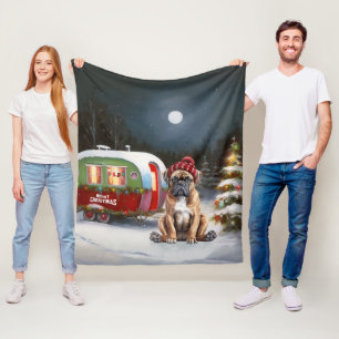 Winter Boxer Caravan Christmas Adventure Fleece Blanket