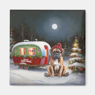 Winter Boxer Caravan Christmas Adventure Magnet
