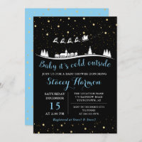 Winter Boy Baby Its Cold Outside Blue Baby Shower