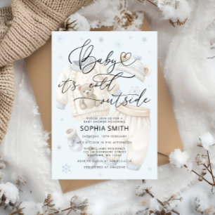 Winter Boy Baby Shower Cold Outside Invitation