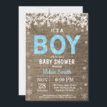 Winter Boy Baby Shower Invitation Invitation<br><div class="desc">Winter Boy Baby Shower Invitation. White Snowflake. Baby its cold outside Baby Shower invitation. Boy Baby Shower Invitation. Winter Holiday Baby Shower Invite. Rustic Wood Background. Country Vintage Retro Barn. For further customisation,  please click the "Customise it" button and use our design tool to modify this template.</div>