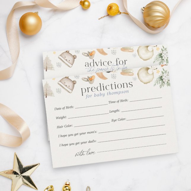 Winter Boy Blue Predictions Advice Baby Shower Enclosure Card (Creator Uploaded)