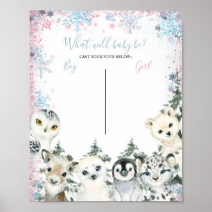 Winter Boy or Girl Voting Board Gender Reveal Poster