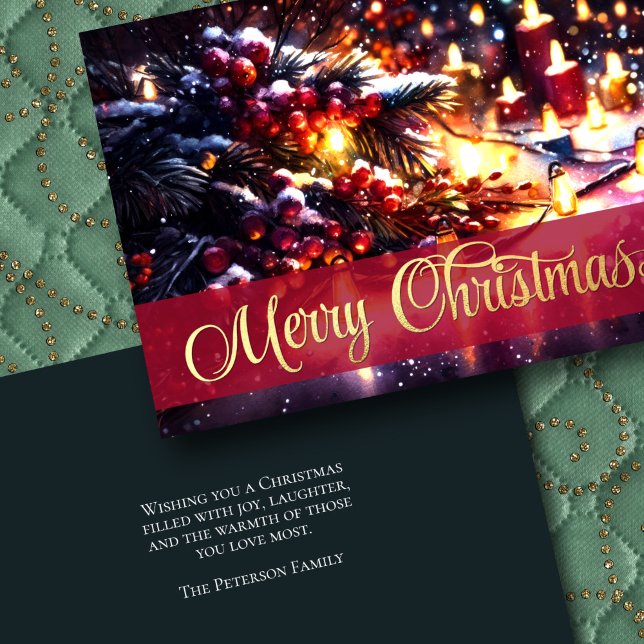 Winter Branch Berries Candles Lights Card (Creator Uploaded)