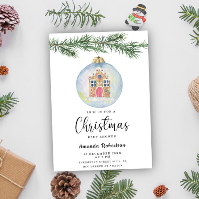 Winter branch with toy baby shower invitation (Creator Uploaded)