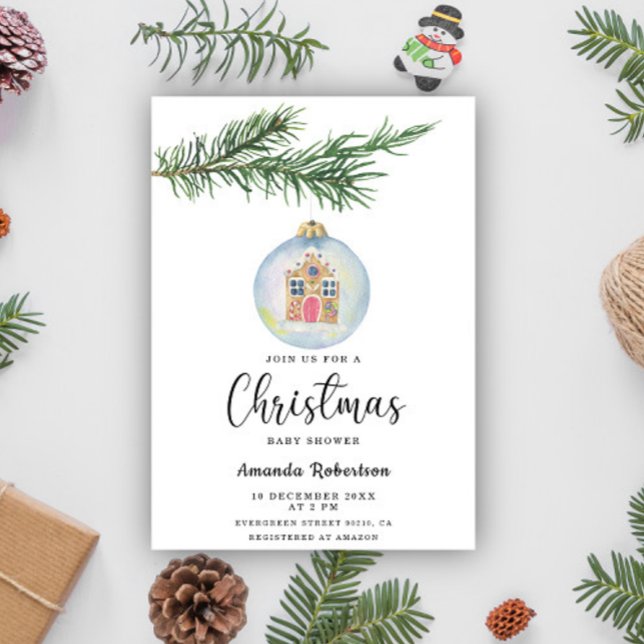 Winter branch with toy baby shower invitation (Creator Uploaded)