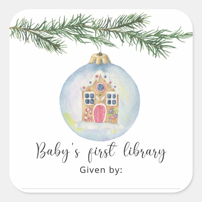 Winter branch with toy - Baby's first library Square Sticker (Front)