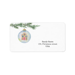 Winter branch with toy  label