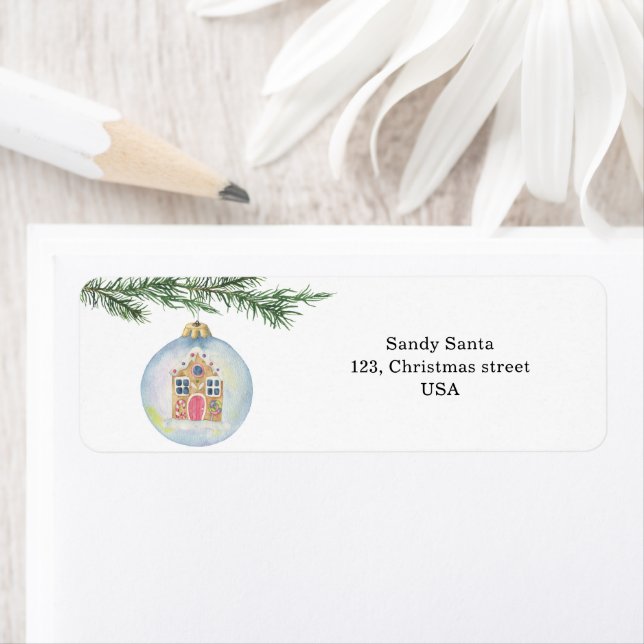 Winter branch with toy  return address label (Insitu)