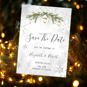 Winter Branches Lantern Snowflakes Save The Date