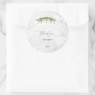 Winter Branches Lantern Snowflakes Wedding Classic Round Sticker