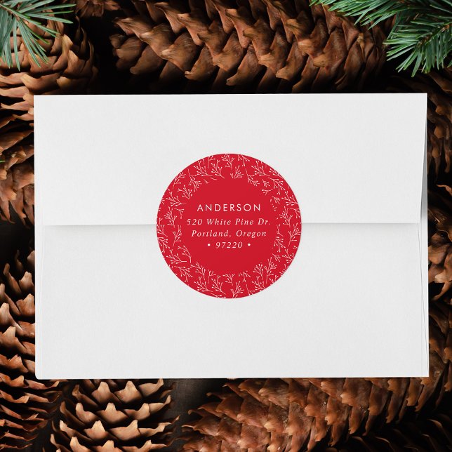 Winter Branches Red Holiday Return Address Label (Creator Uploaded)