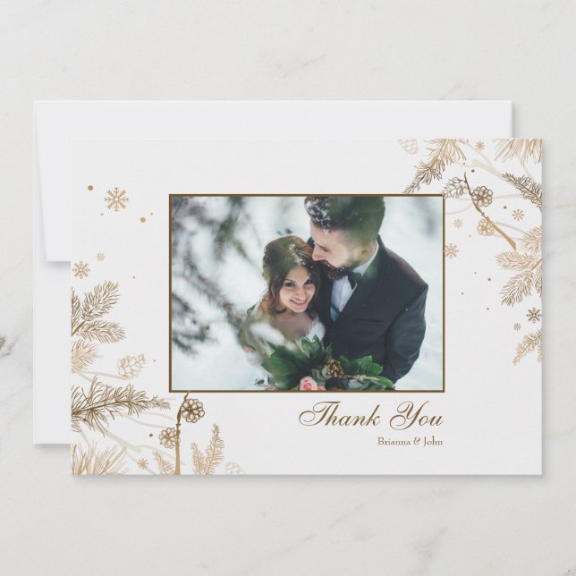 Winter Branches Thank You Photo Card (Front)