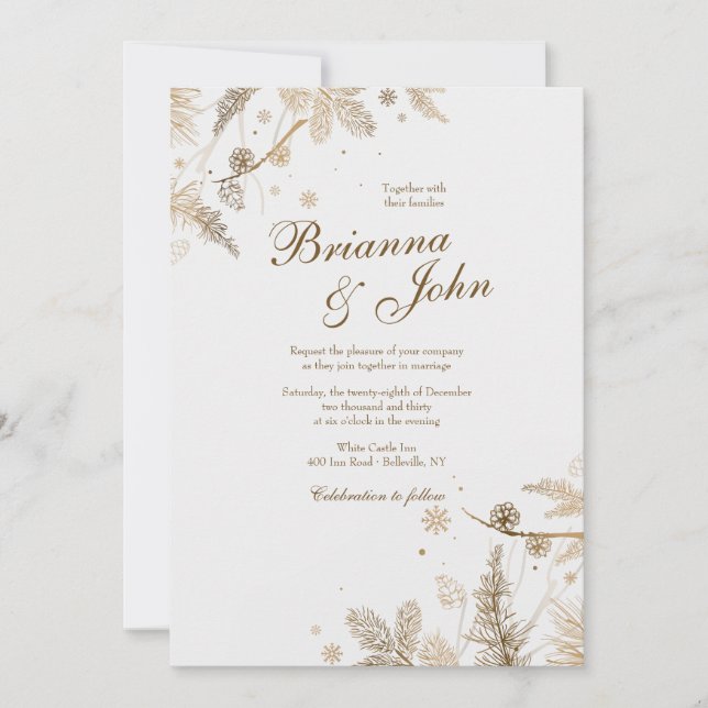 Winter Branches Wedding Invitation (Front)