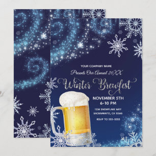 Winter Brew-Fest Beer Party Wonderland Blue White Invitation