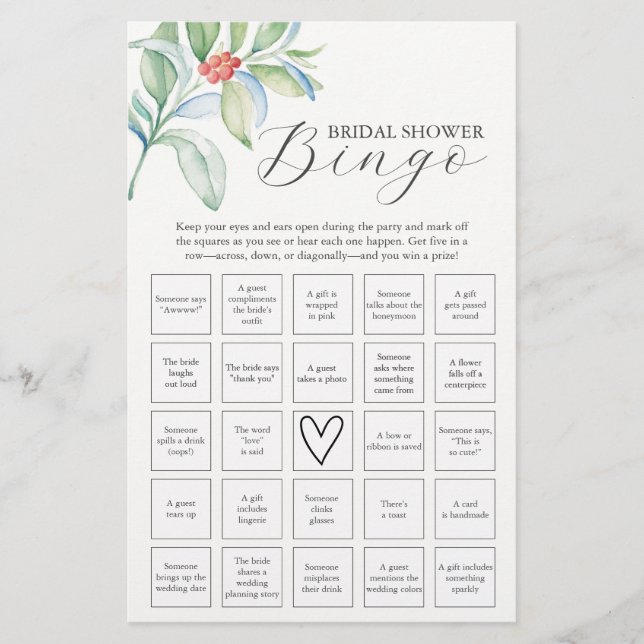 Winter Bridal Shower Bingo Game – Find the Guest Flyer (Front)