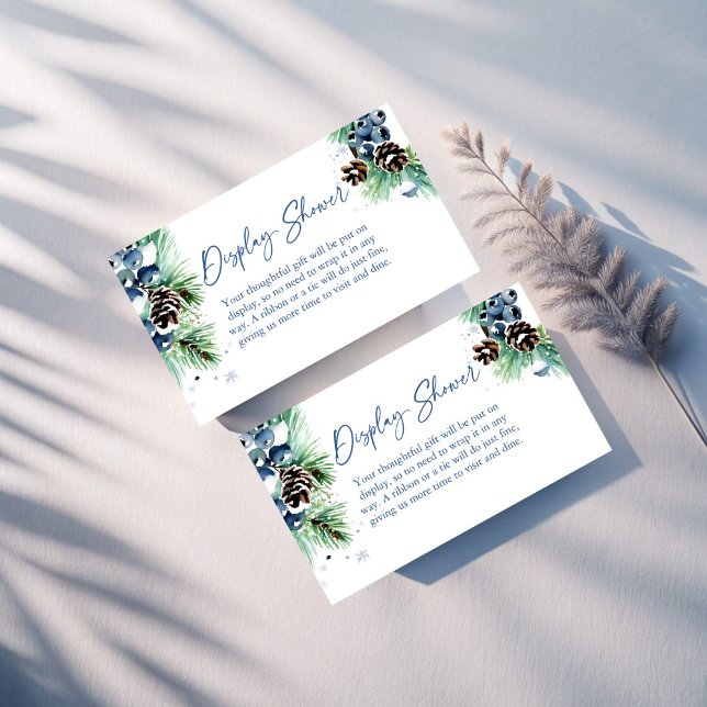 Winter bridal shower display shower enclosure card (Winter bridal shower snow in love display shower enclosure cards snowy pines bridal shower cards)