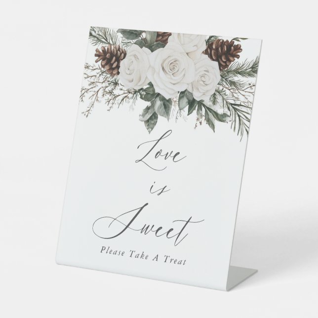 Winter  Bridal Shower  Love Is Sweet Pedestal Sign (Front)