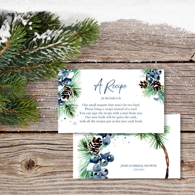 Winter bridal shower recipe card request (Winter bridal shower recipe card request enclosure card snow in love winter bridal shower)