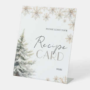 Winter Bridal Shower Recipe Request Table Pedestal Sign