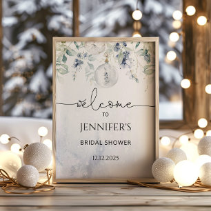 Winter bridal shower welcome poster