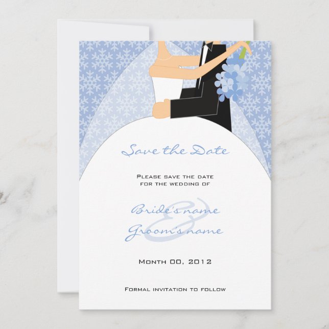 Winter Bride and Groom Save the Date cards (Front)