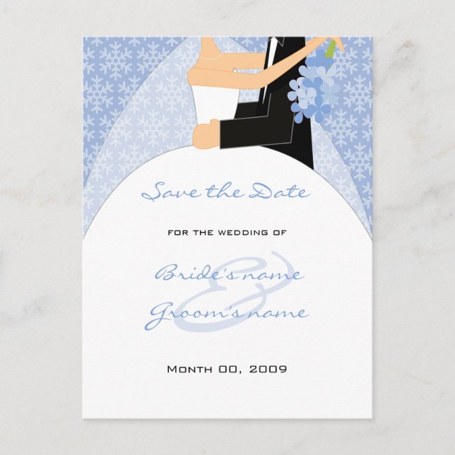 Winter Bride and Groom Save the Date Postcards (Front)