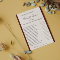 Winter bride  groom trivia bridal shower game card
