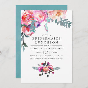 Winter Bridesmaids Luncheon Floral Invitation