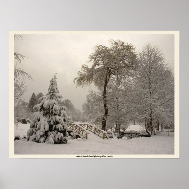 Winter Bridge Art Print Winter Forest Poster (Front)