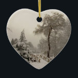 Winter Bridge Ornament Snow Trees Decorations<br><div class="desc">Winter Wonderland Ornaments Holiday Snow Covered Trees Classic Winter Bridge Decorations Beautiful Peace Joy Christmas Gifts Hanukkah Neutral Holiday Decorations Keepsakes & Gifts for Friend Family Men Women Kids Home & Office Original Stylish Nondenominational Holiday Art Decorations Holiday Greetings Christmas / Hanukkah Cards & Nonsecular Holiday Gifts Design by Kim...</div>