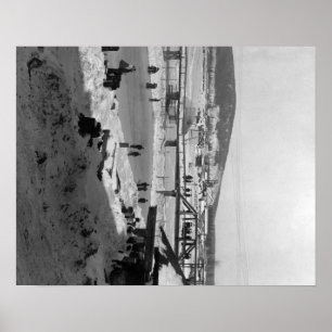 Winter bridge over River at Fairbanks Poster