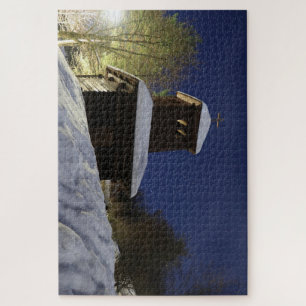 “Winter Bridge Under the Stars – Night Landscape P Jigsaw Puzzle