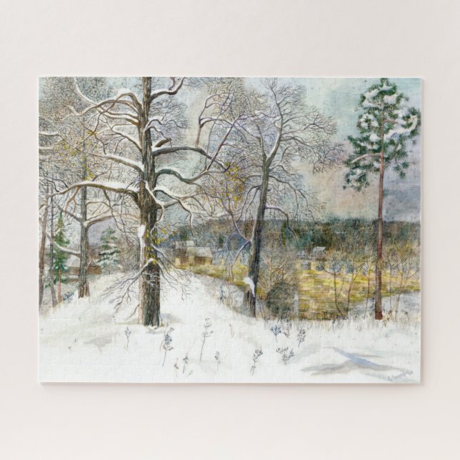 winter bridge Watercolor painting Jigsaw Puzzle (Horizontal)