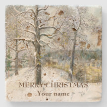 Winter bridge Watercolor painting