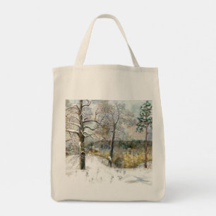 winter bridge Watercolor painting Tote Bag