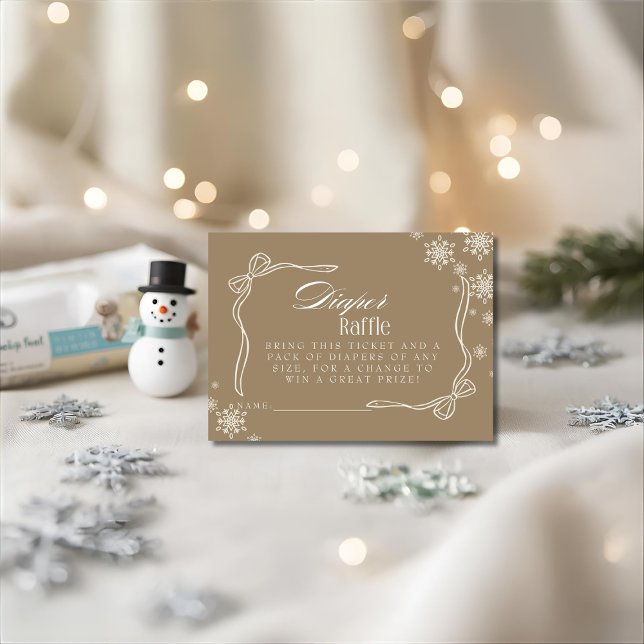 Winter Brown Diaper Raffle Baby Shower Enclosure Card (Winter Brown Diaper Raffle Baby Shower Enclosure Card)