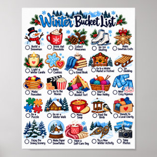 Winter Bucket List - Cosy Seasonal Activities List Poster
