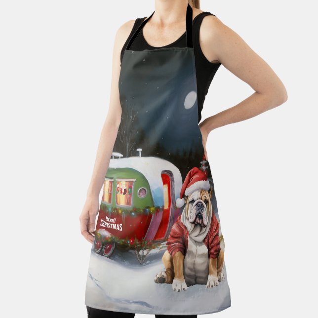 Winter Bulldog Caravan Christmas Adventure  Apron (Insitu)