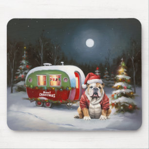 Winter Bulldog Caravan Christmas Adventure  Mouse Pad