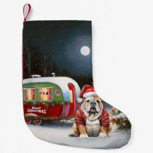 Winter Bulldog Caravan Christmas Adventure  Small Christmas Stocking