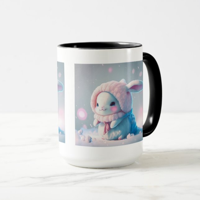 Winter Bunny Combo Mug, 15 oz  Mug (Front Right)