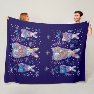 winter bunny fleece blanket