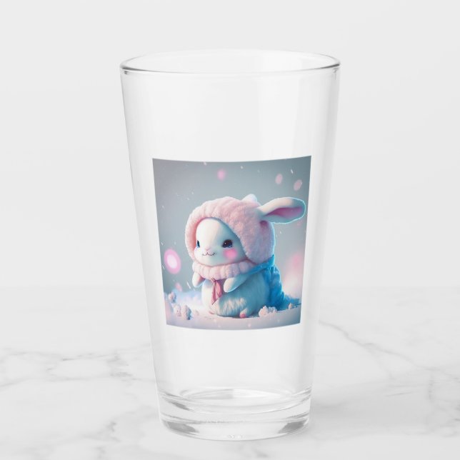 Winter Bunny Glass Tumbler  (Front)